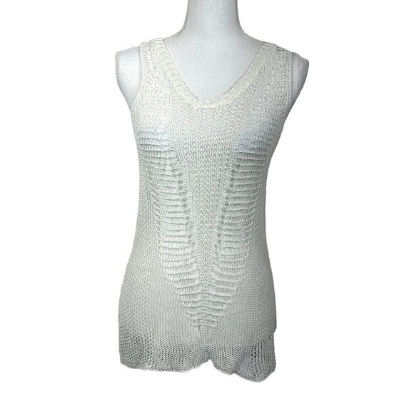 CABI VINTAGE Crochet Linen Tank Top White Sz XS #694 EUC - Picture 1 of 4